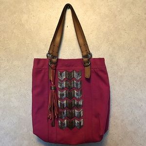 NWOT JESSE Fossil Canvas Bling Tote Bag